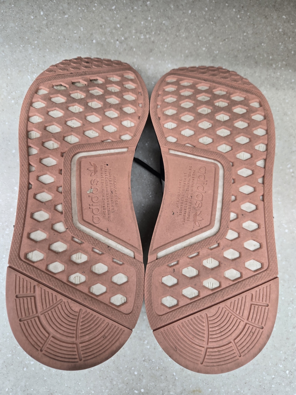 Adidas NMD R1 Sneakers in Black w/ White Stripes & Pink Soles, Size 4.5 - Picture 6 of 6